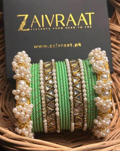 Zewrak - Triangle Kundan Bangles Set