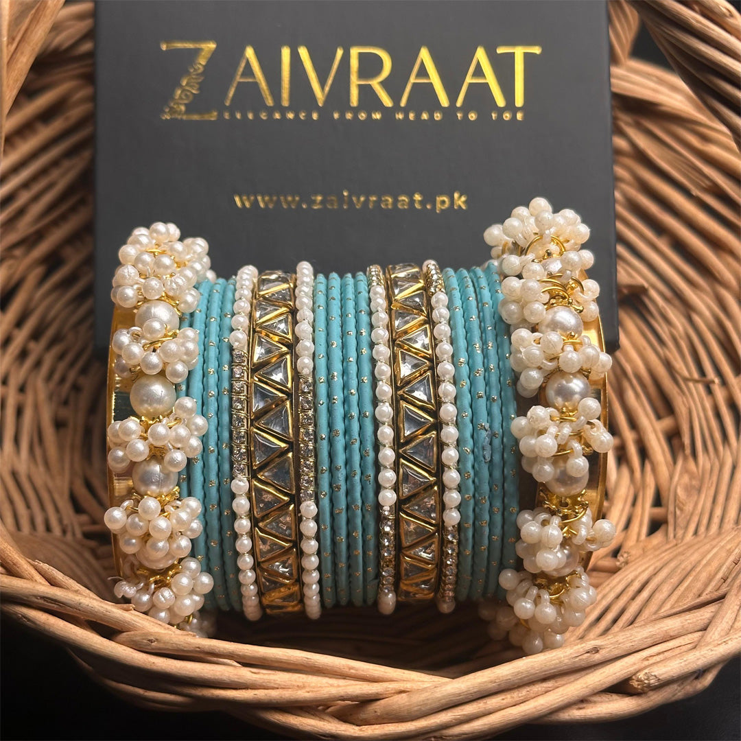 Zewrak - Triangle Kundan Bangles Set