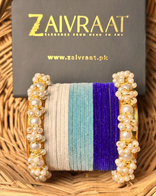 Icey Blue Velvet Bangles