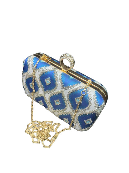 Blue Beaded Clutch
