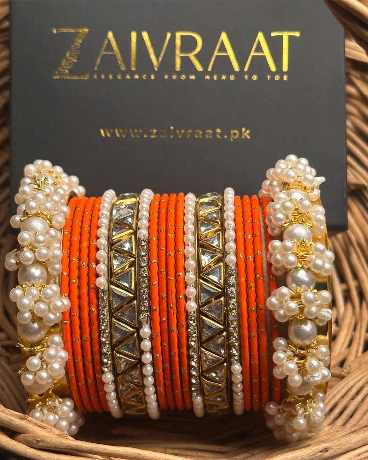 Zewrak - Triangle Kundan Bangles Set
