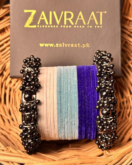 Icey Blue Velvet Bangles