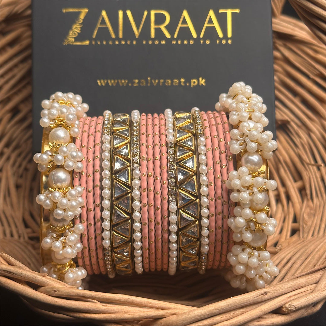 Zewrak - Triangle Kundan Bangles Set