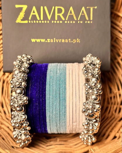 Icey Blue Velvet Bangles