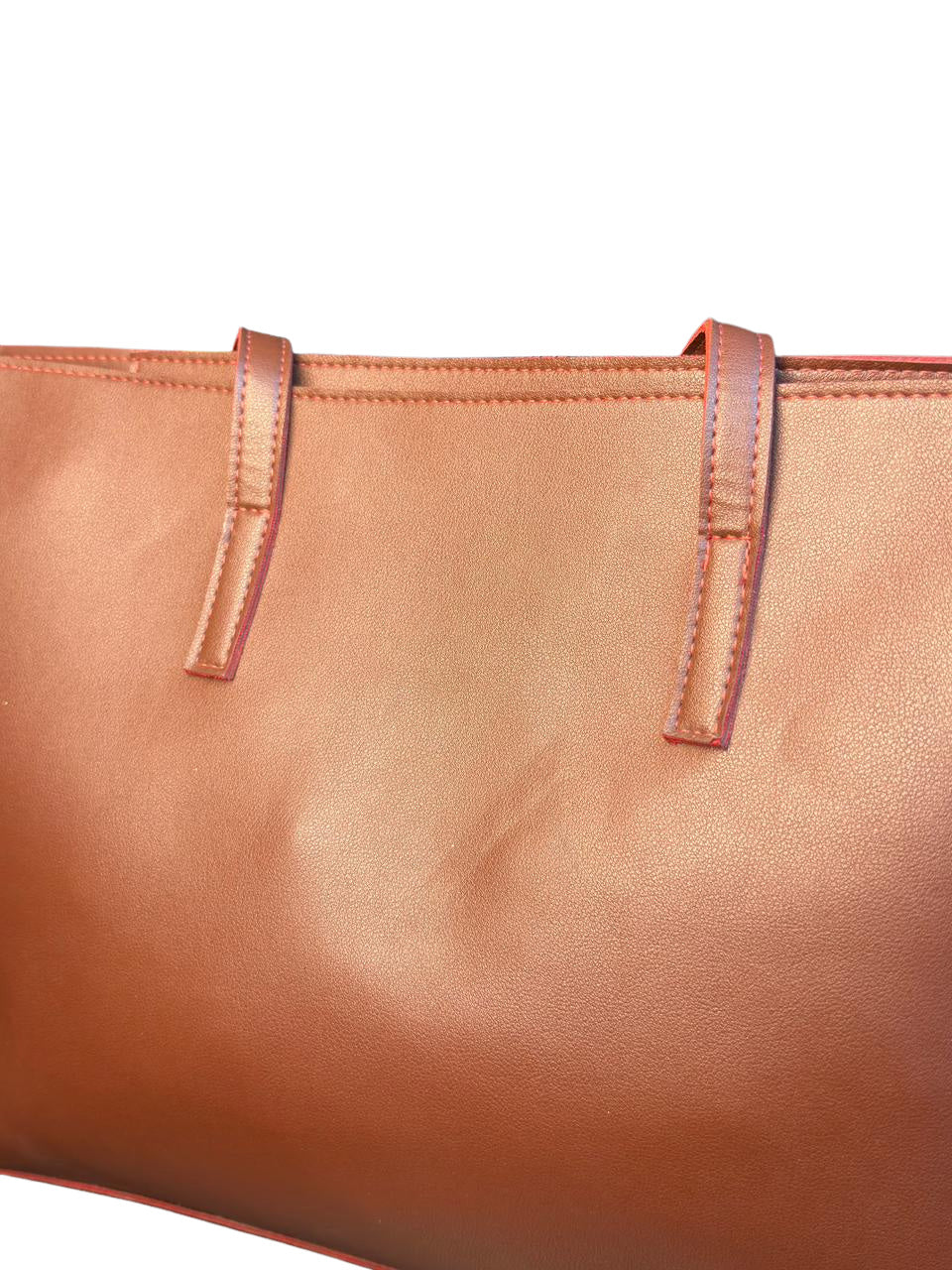 Classic Brown Faux Leather Tote Bag