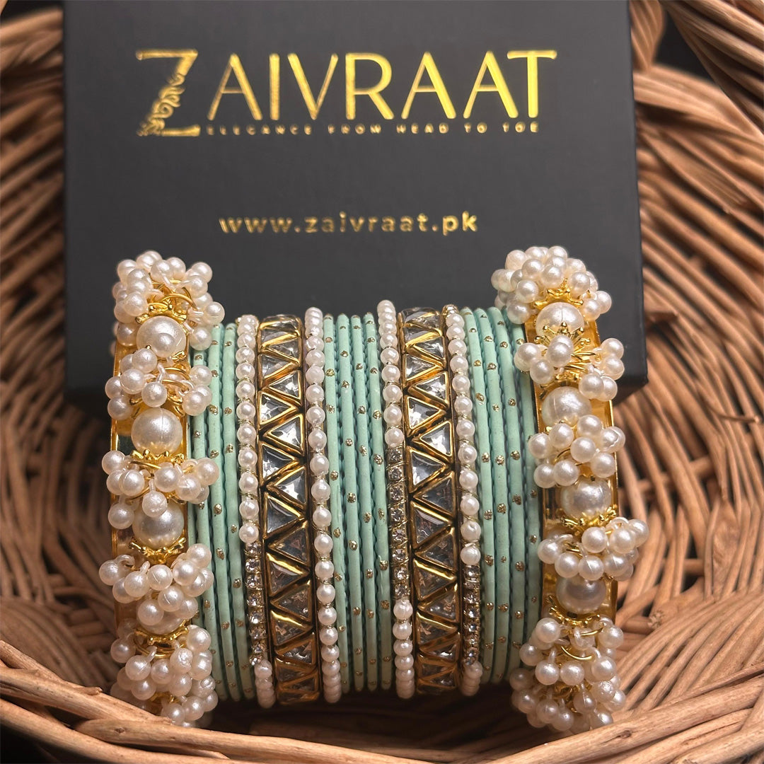Zewrak - Triangle Kundan Bangles Set