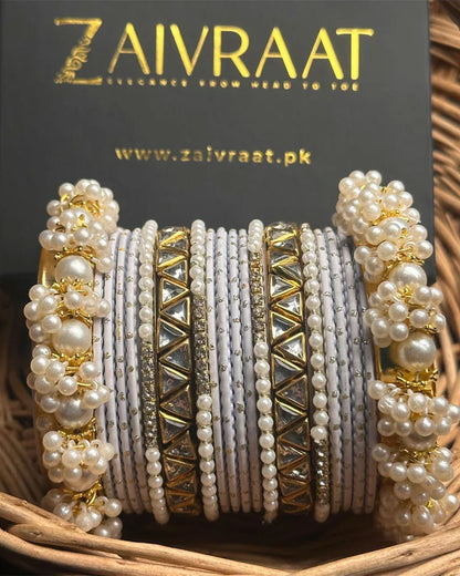 Zewrak - Triangle Kundan Bangles Set