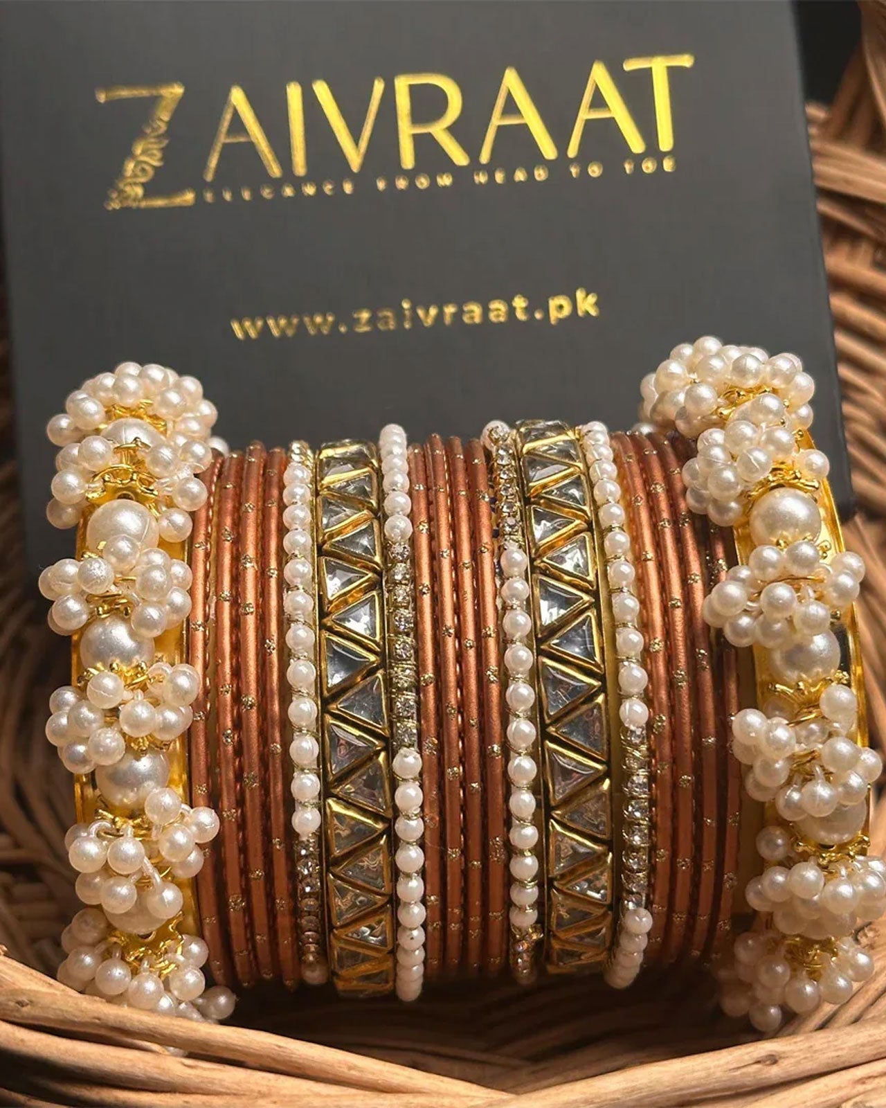 Zewrak - Triangle Kundan Bangles Set