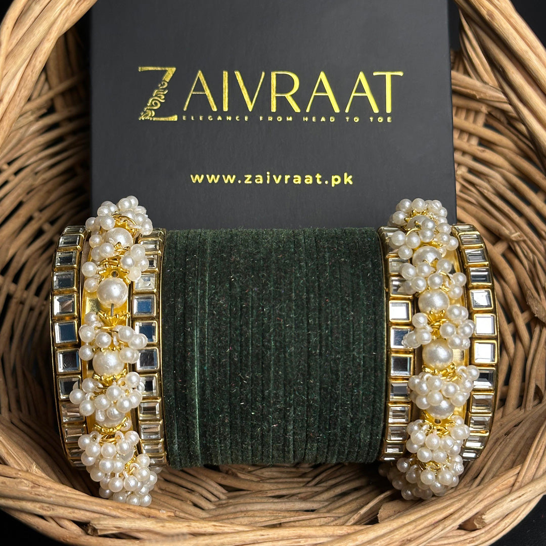 Gulnaar Velvet  Bangle Set