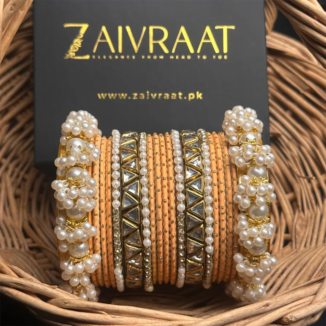 Zewrak - Triangle Kundan Bangles Set - Zaivraat