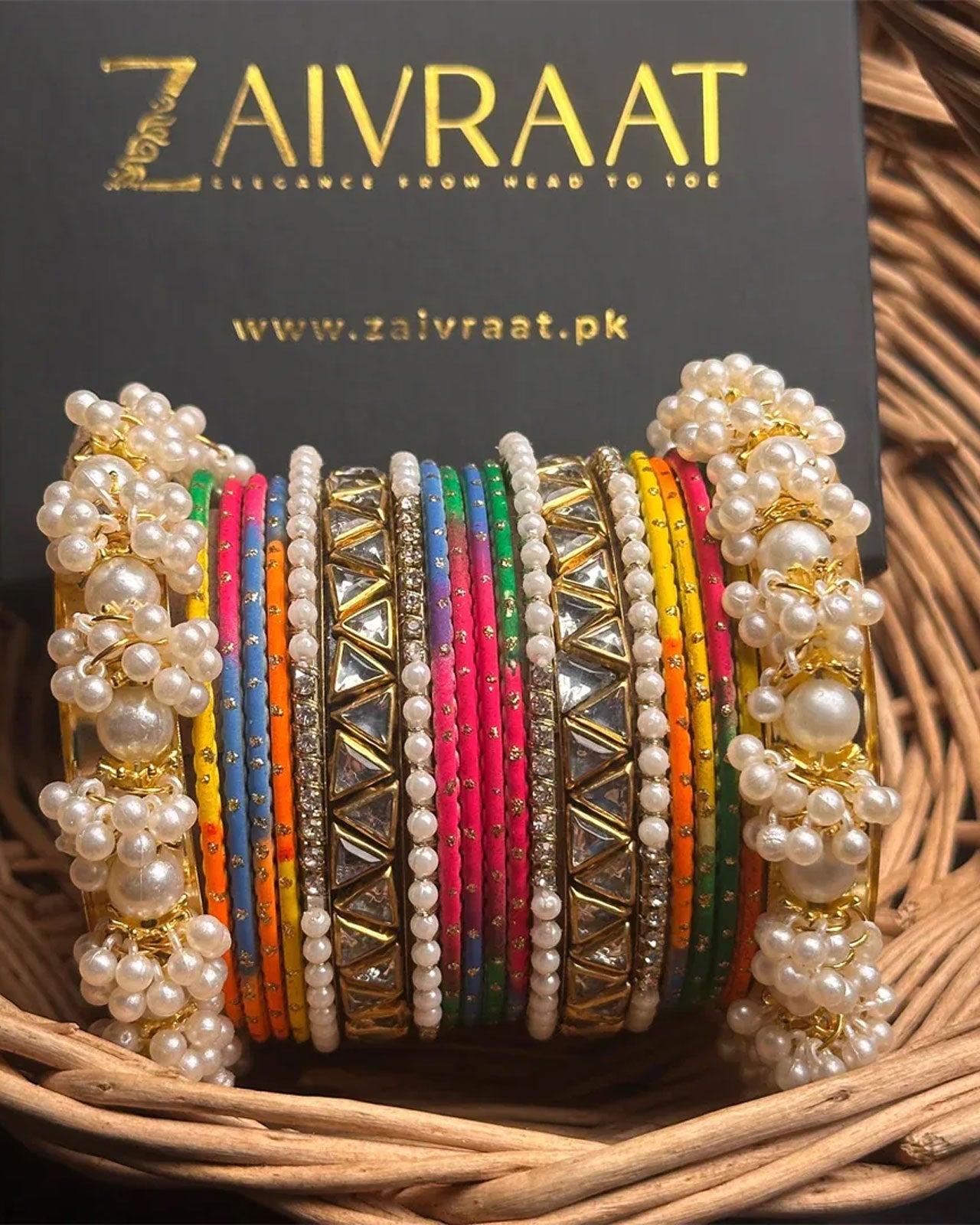 Zewrak - Triangle Kundan Bangles Set