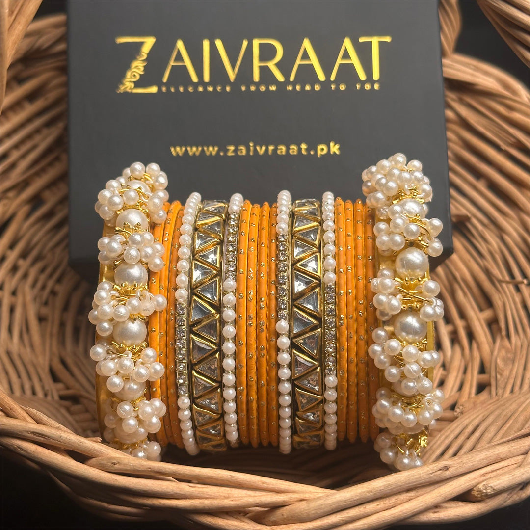 Zewrak - Triangle Kundan Bangles Set