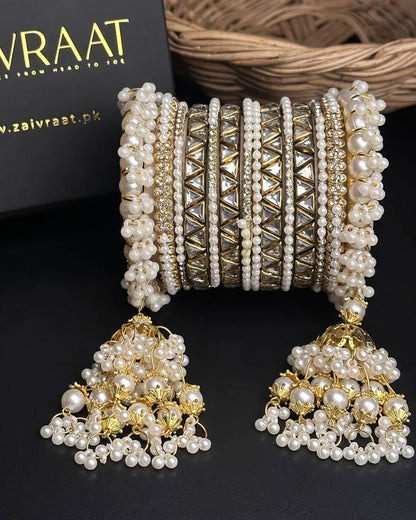 Mahtaab - Hanging Pearl Luxe Bangles (Triangle)