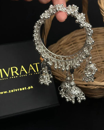 Kohinoor Jhumka Bangle (Silver) - Zaivraat