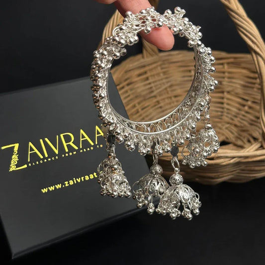 Kohinoor Jhumka Bangle (Silver) - Zaivraat