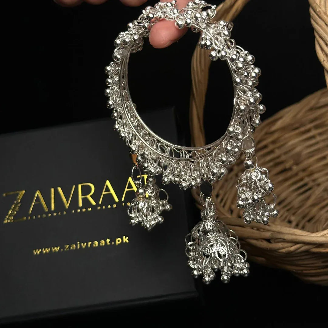 Kohinoor Jhumka Bangle (Silver) - Zaivraat