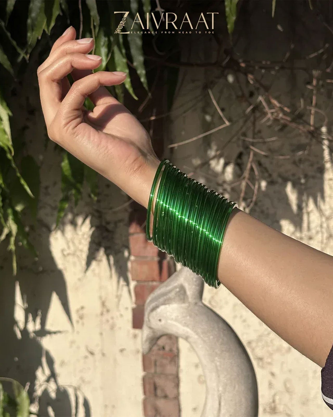Yumna Zaidi Inspired Green Glass Bangles