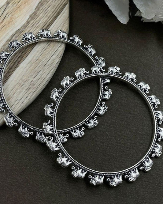 Rajasthani Elephant Oxidised Kangan