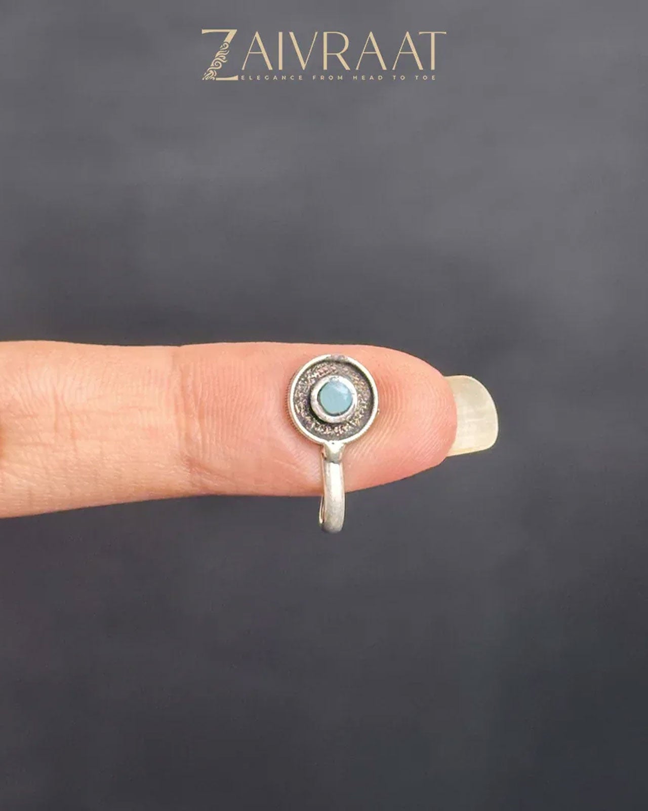 Daaira - Antique Nose Ring (Aqua)