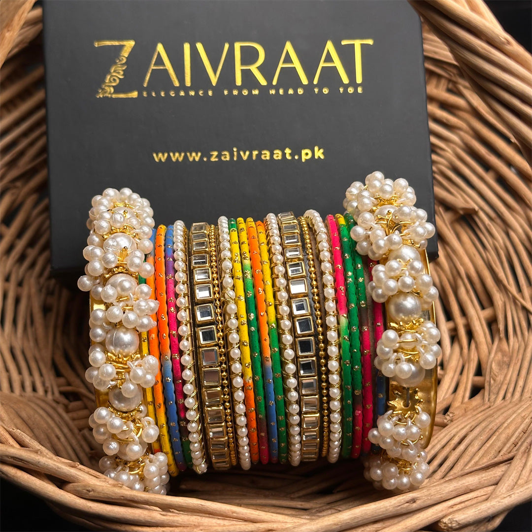 Zewrak - Square Kundan Bangle Set