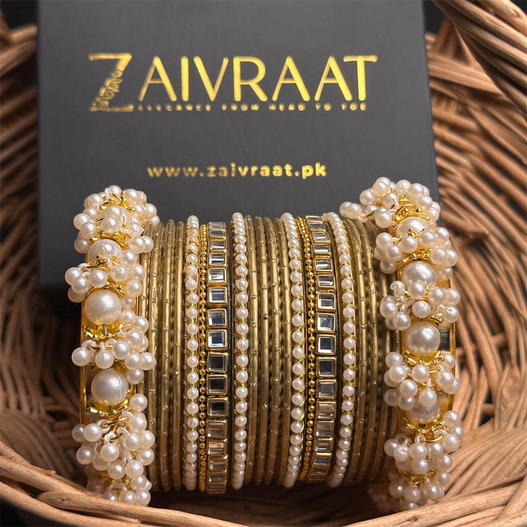 Zewrak - Square Kundan Bangle Set
