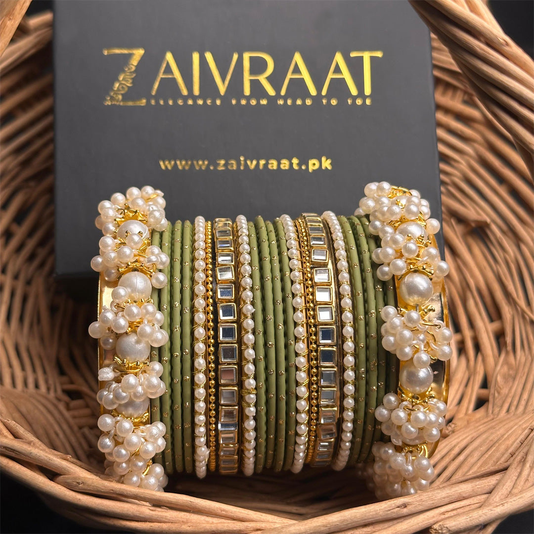 Zewrak - Square Kundan Bangle Set