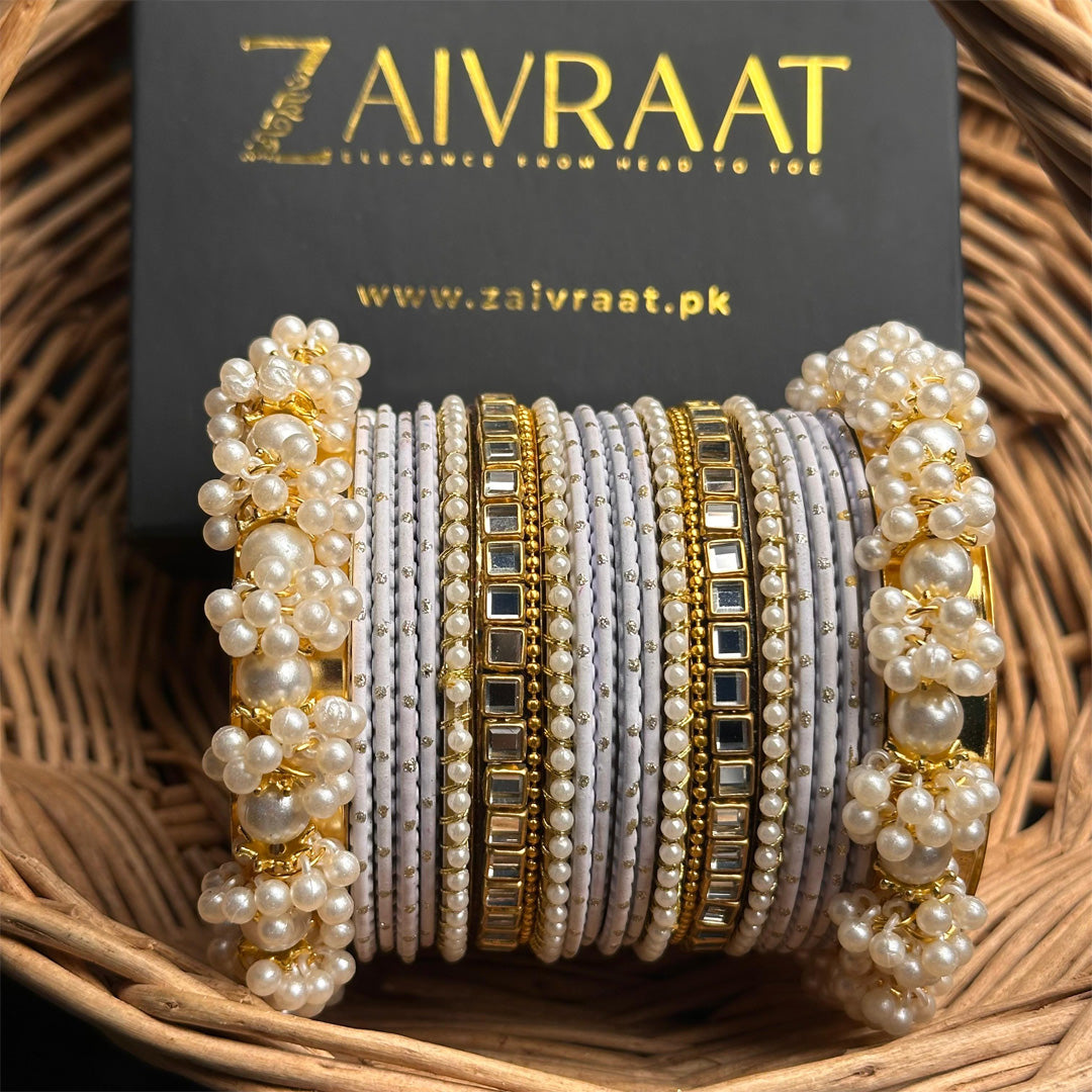 Zewrak - Square Kundan Bangle Set