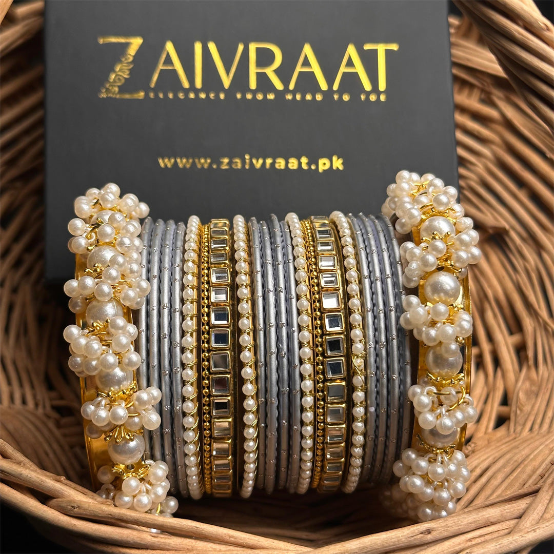 Zewrak - Square Kundan Bangle Set