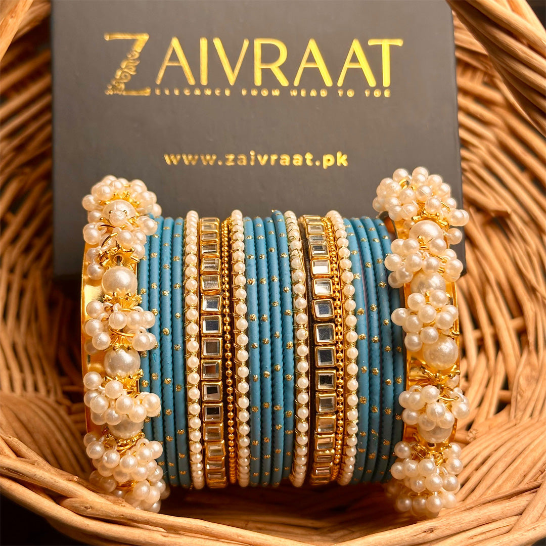 Zewrak - Square Kundan Bangle Set
