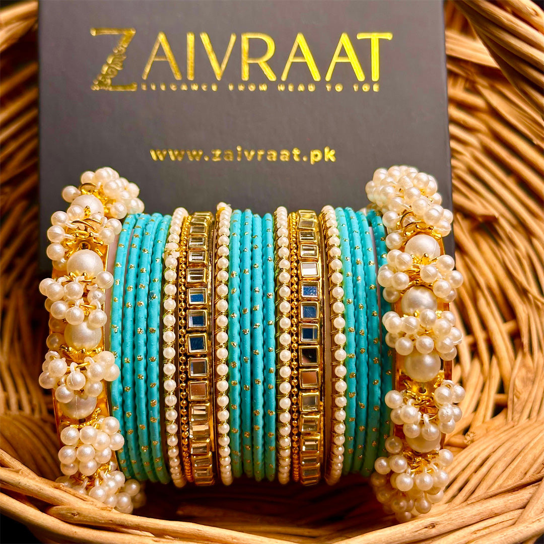 Zewrak - Square Kundan Bangle Set