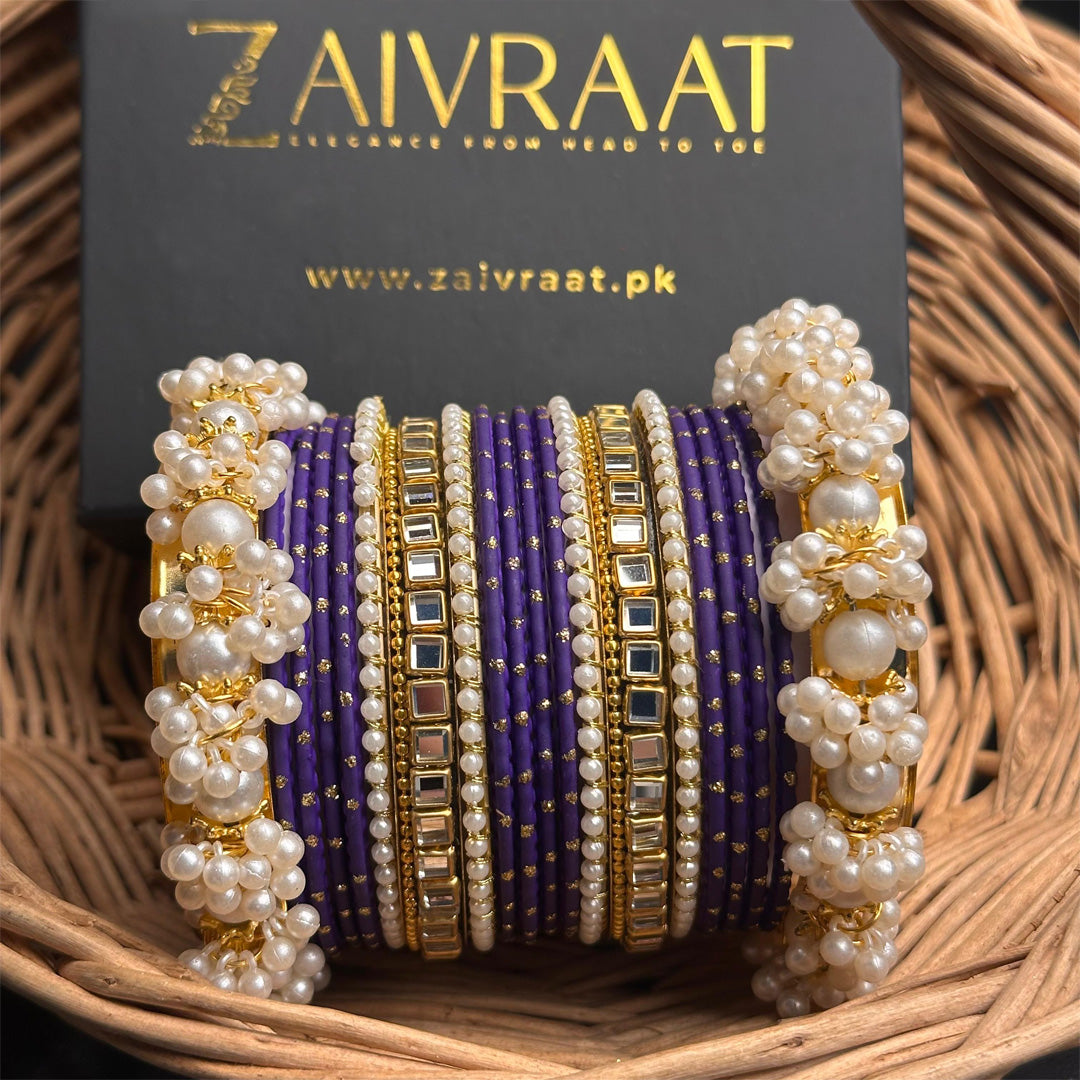 Zewrak - Square Kundan Bangle Set