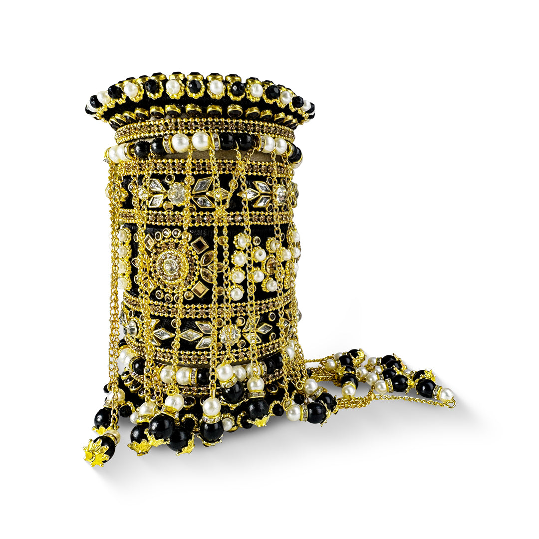 Black Bridal Silk Thread Wrapped Bangle Set for weddings and festivals