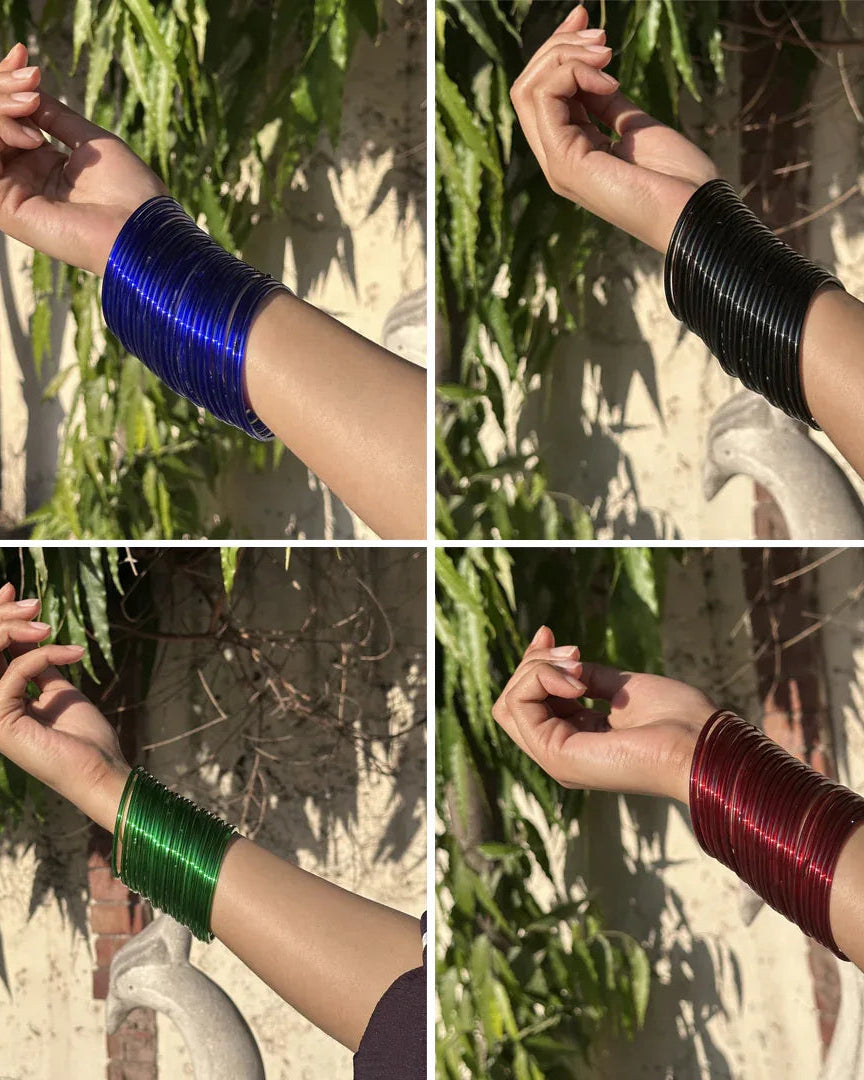 Glass Bangles Deal (4 Set of 24 Bangles) - Zaivraat