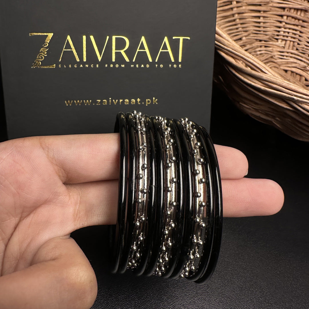 Sitara Glass Bangles (Black)