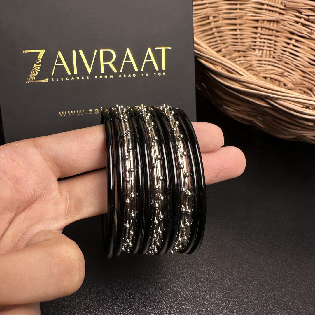 Sitara Glass Bangles (Black)
