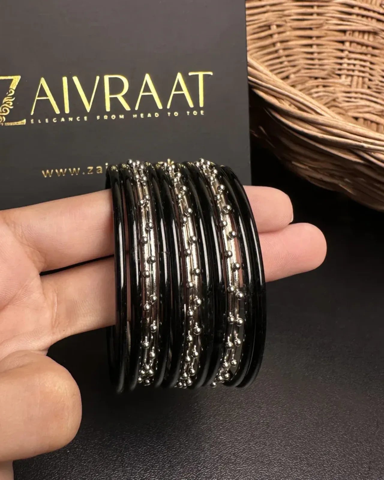 Sitara Glass Bangles (Black)