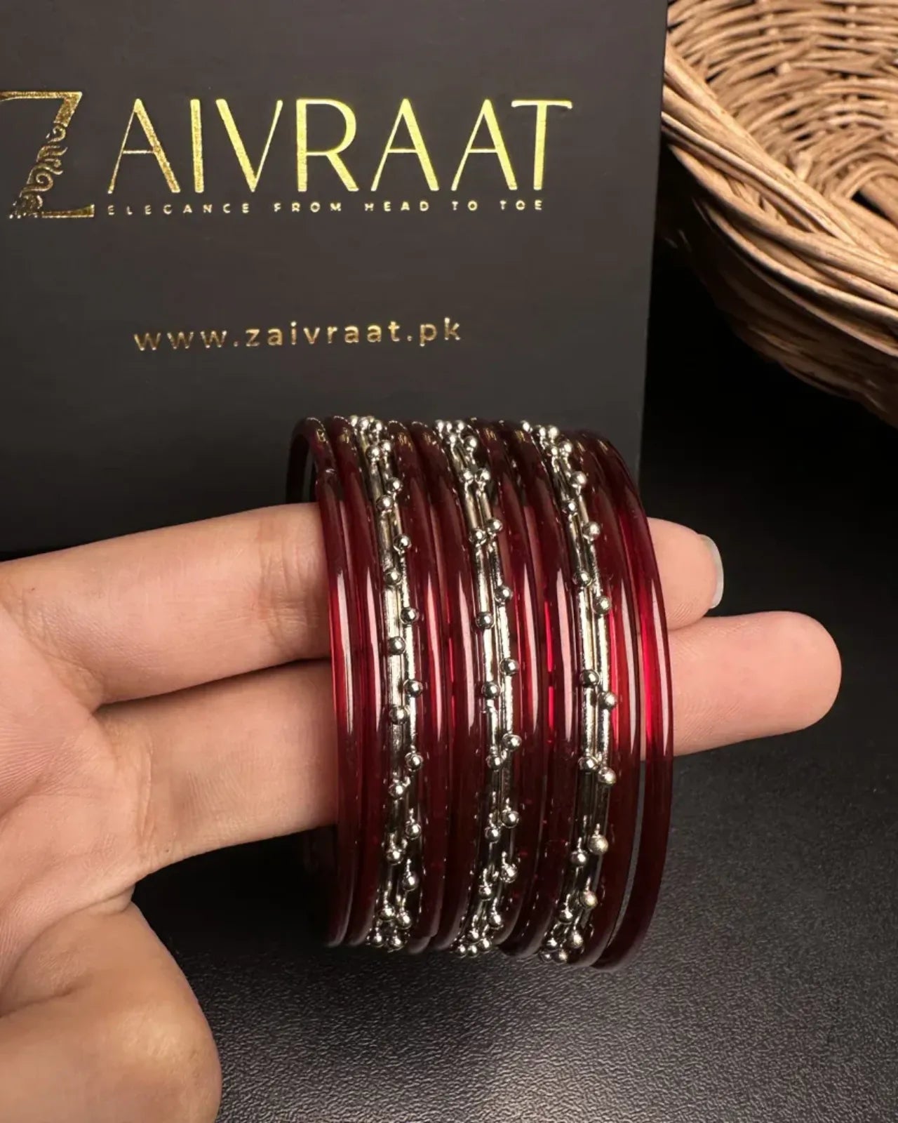 Sitara Glass Bangles (Maroon)