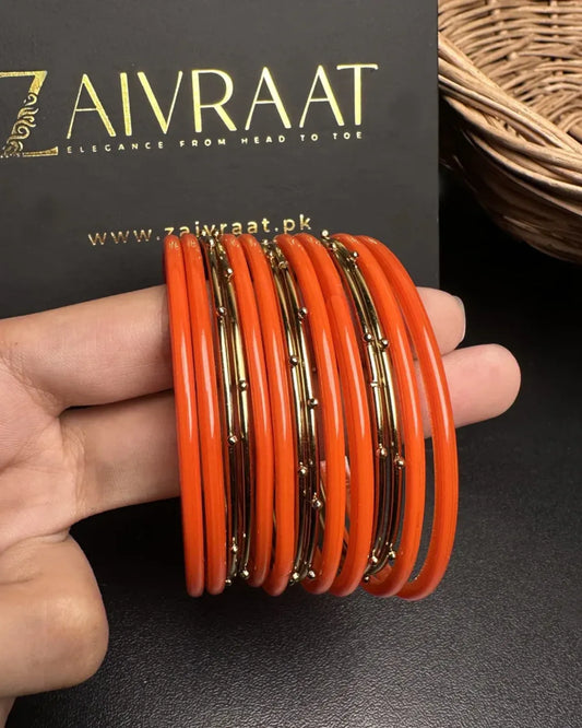 Naaz Glass Bangles (Orange)