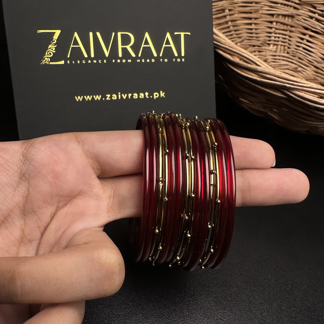 Naaz Glass Bangles (Maroon)