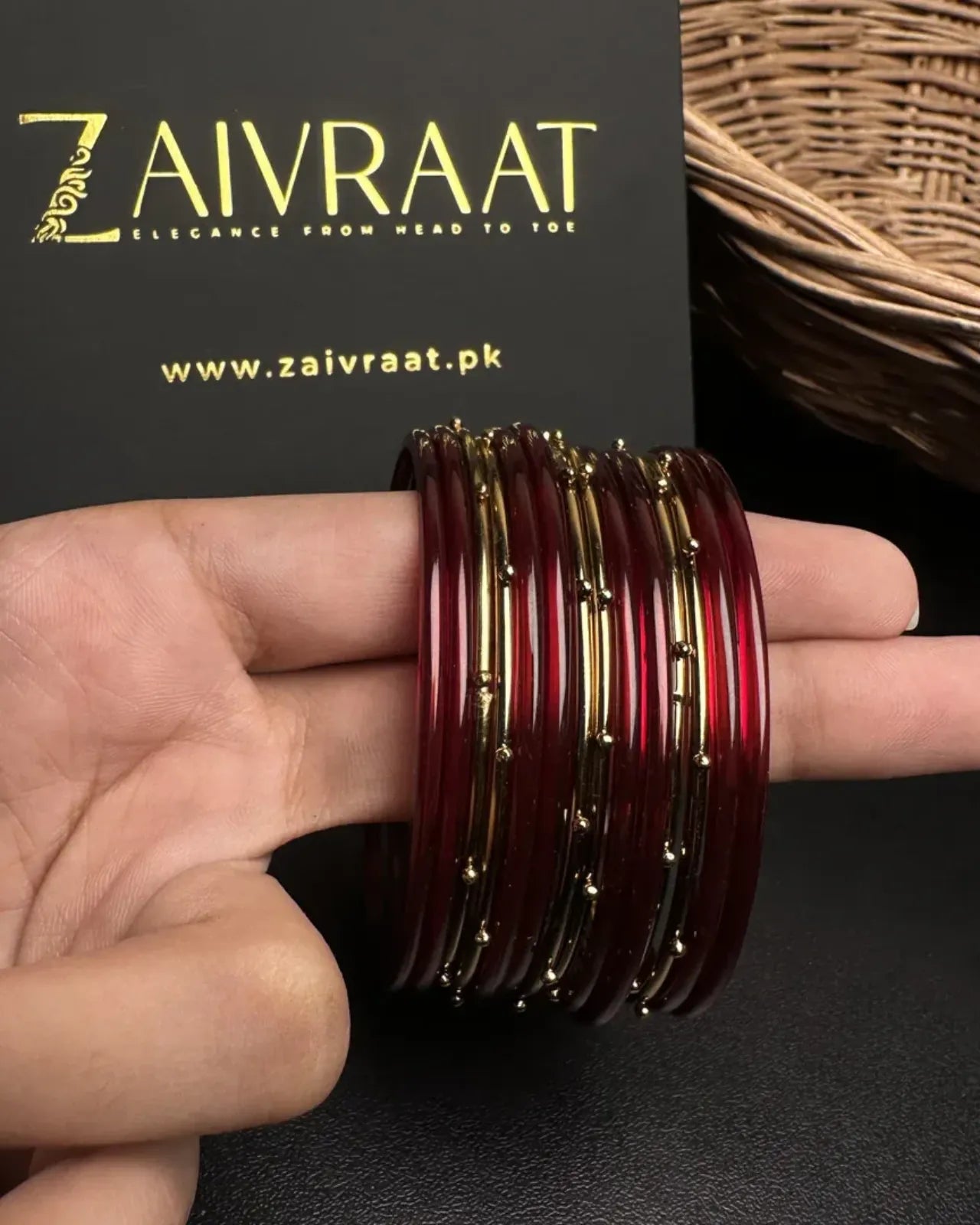 Naaz Glass Bangles (Maroon)