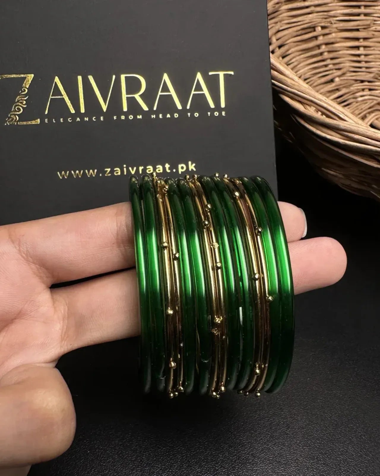 Naaz Glass Bangles (Green)