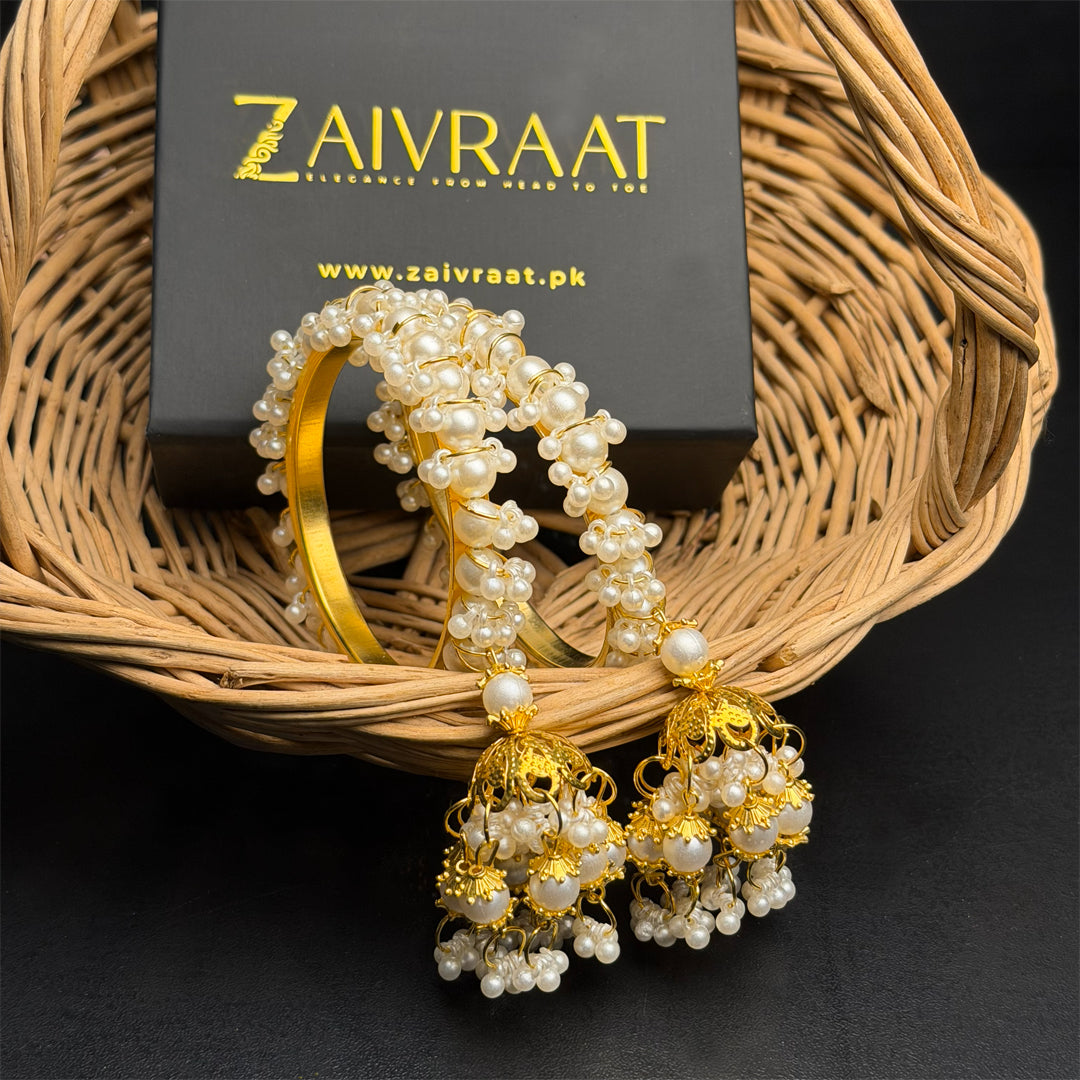 Pearl Gajra jhumka kara