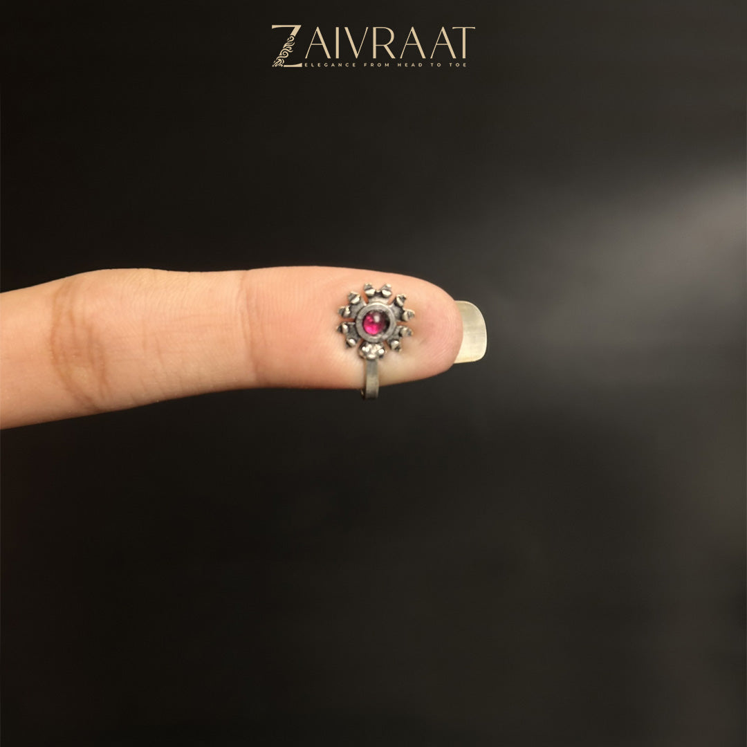 Anuradha  - Antique Nose Ring (Pink)