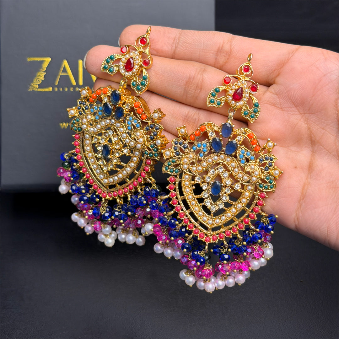 Nauratan gold-plated multi-color earrings