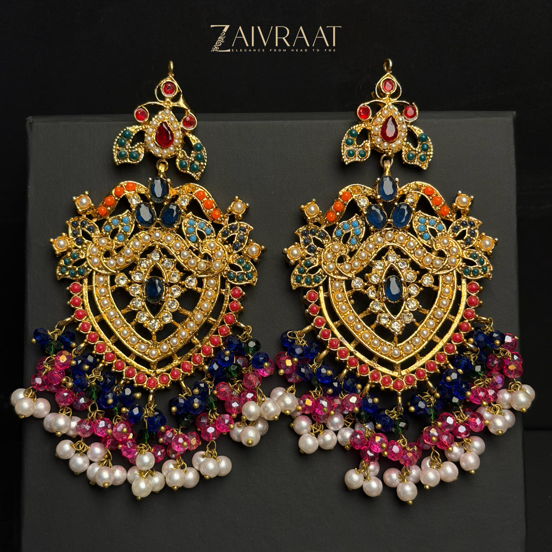 Nauratan gold-plated multi-color earrings