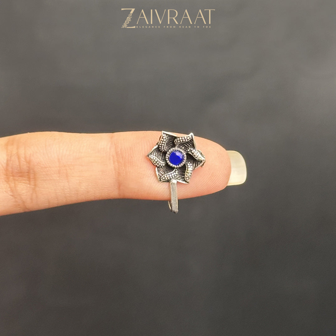 Feroza - Antique Nose Ring (Blue)