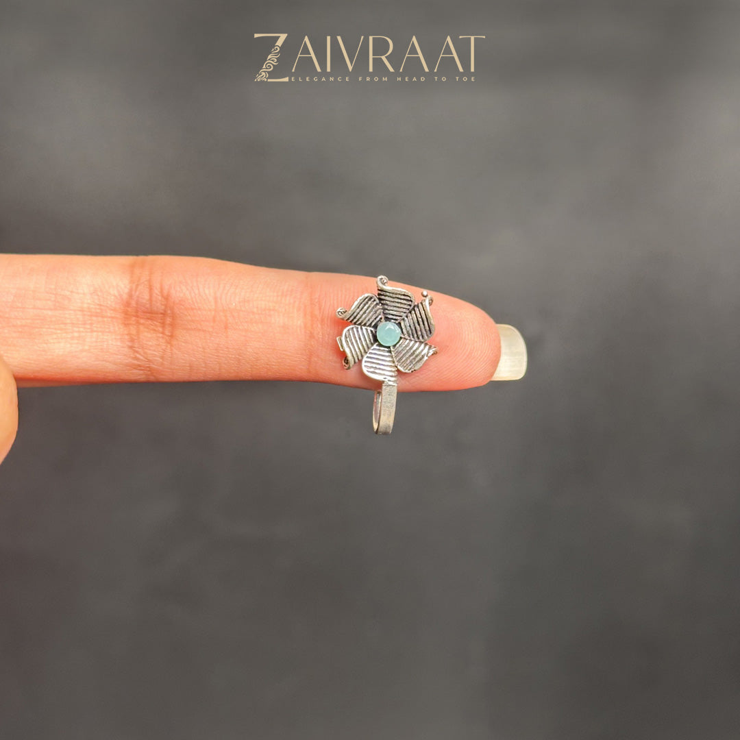 Gulab - Antique Nose Ring (Aqua)