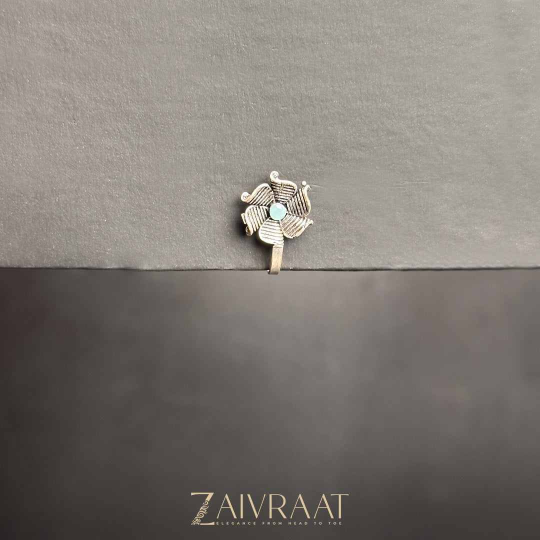 Gulab - Antique Nose Ring (Aqua)
