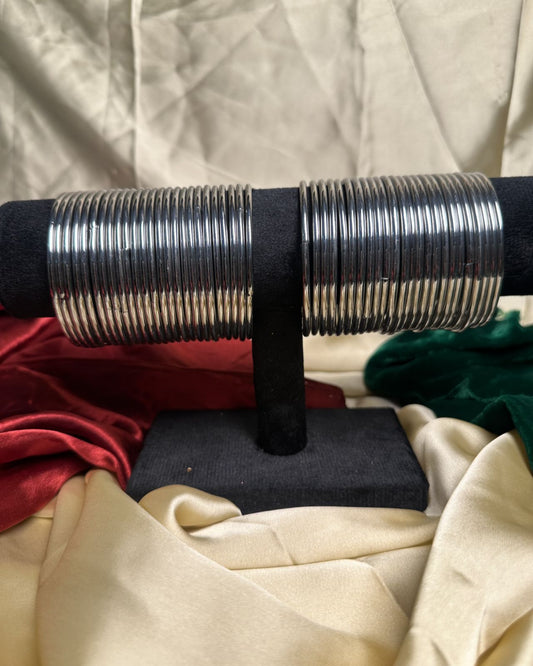 Silver Glass Bangles