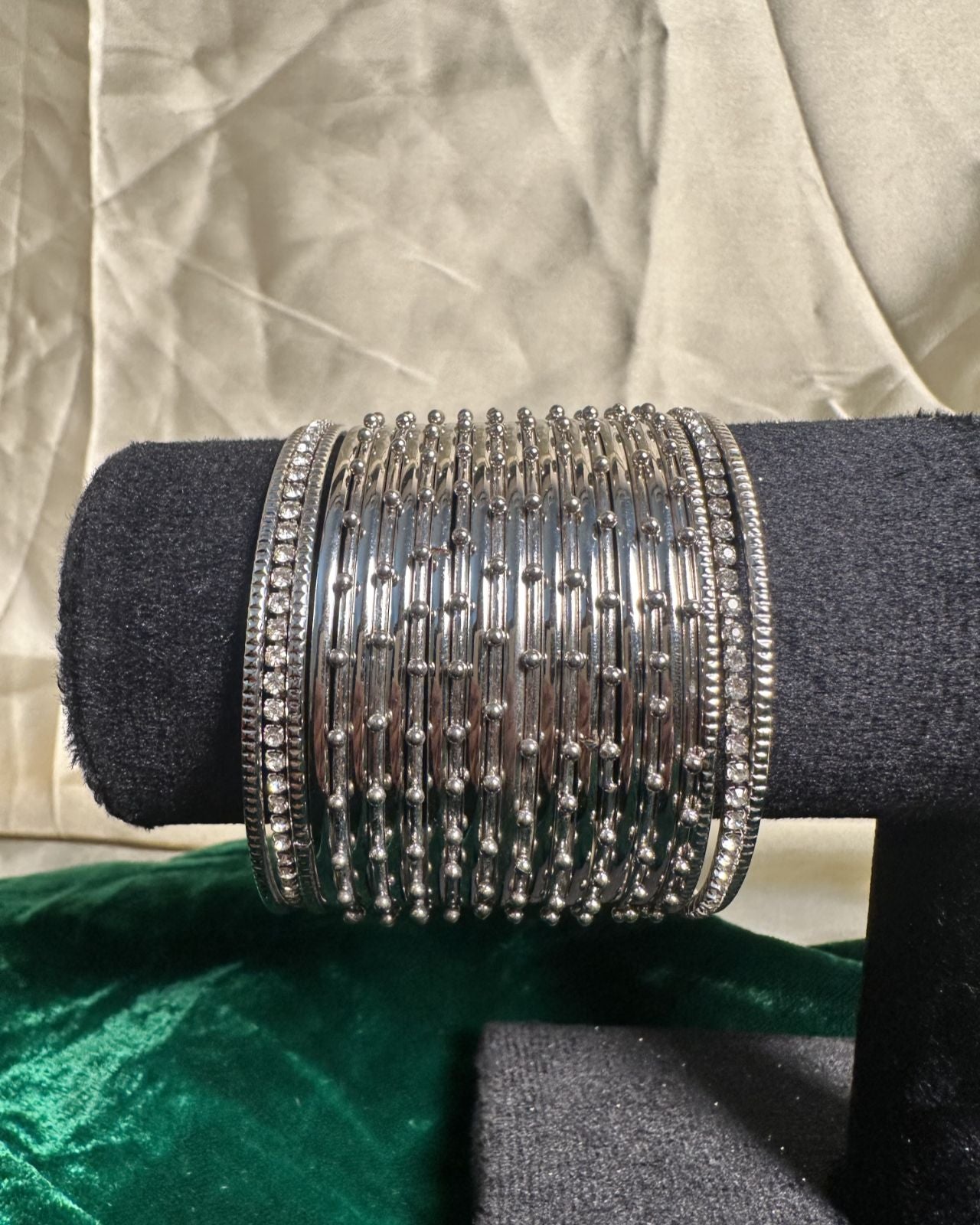 Noor Steel Dotted Bangles (silver)